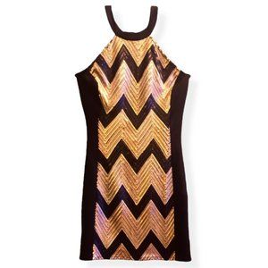 Black and Gold Sequin Dress, G By Guess, Size Small